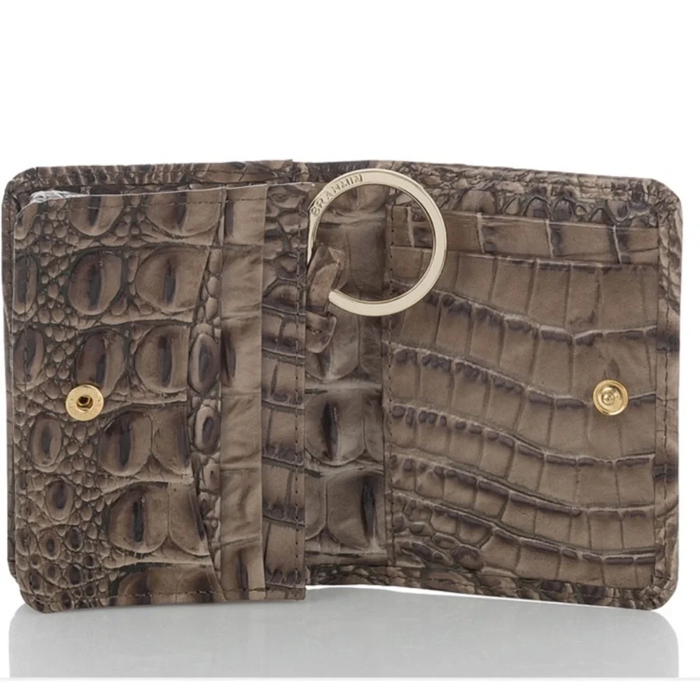 Brahmin Mini Key Brown Collodi Melbourne Genuine Leather Bi Fold Mini Wallet ID - Picture 10 of 12
